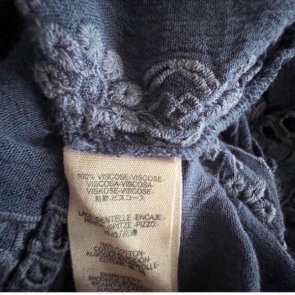 NEW Free People Kiss Kiss Eyelet Lace Ruffle Tunic Navy SZ XS - Picture 12 of 13